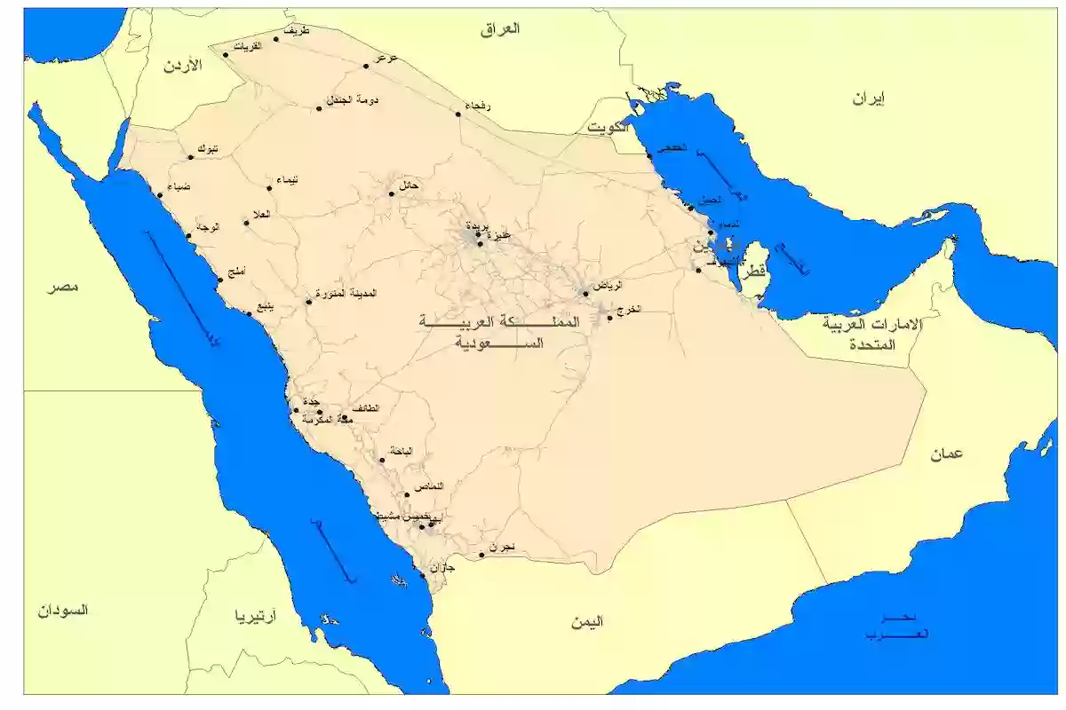 خريطة المملكة العربية السعودية بالمدن والمحافظات